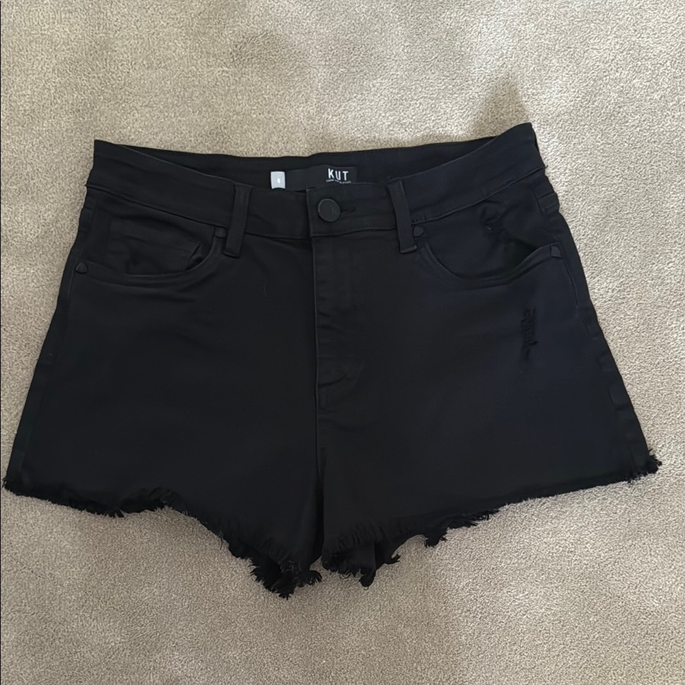 Kut from the Kloth Black Jean Shorts with Frayed Hem - Jane Style